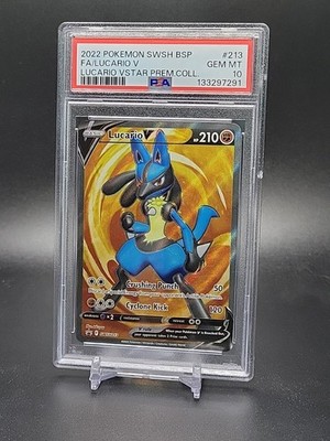 Lucario V Pokemon Full Art Black Star Promo SWSH213 TCG PSA 10 GEM