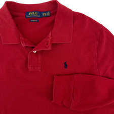 Polo Ralph Lauren Boys XL 18-20 Classic Fit Red Long Sleeve Polo Shirt Navy Pony