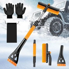 Car Windshield Ice Scraper With Snow Brush, Snow Removal Squeegee For Automotive