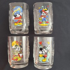 Set Of 4 Year 2000 Mcdonalds Mickey Mouse Square Disney Glasses Collection