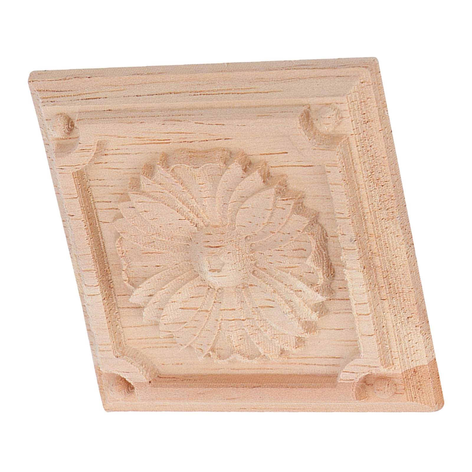 ↑4Pcs Carving Checkered Applique Unpainted Decal For Furniture Decoration (C)
