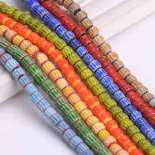1 Strand 40cm 65pcs Cylinder 6mm 7mm Handmade Colorful Millefiori Glass Beads