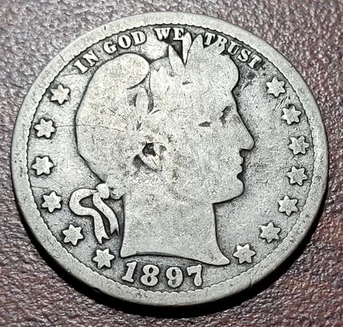 1897-O Barber Quarter Solid GOOD Full Rims Original Toning & Problem Free