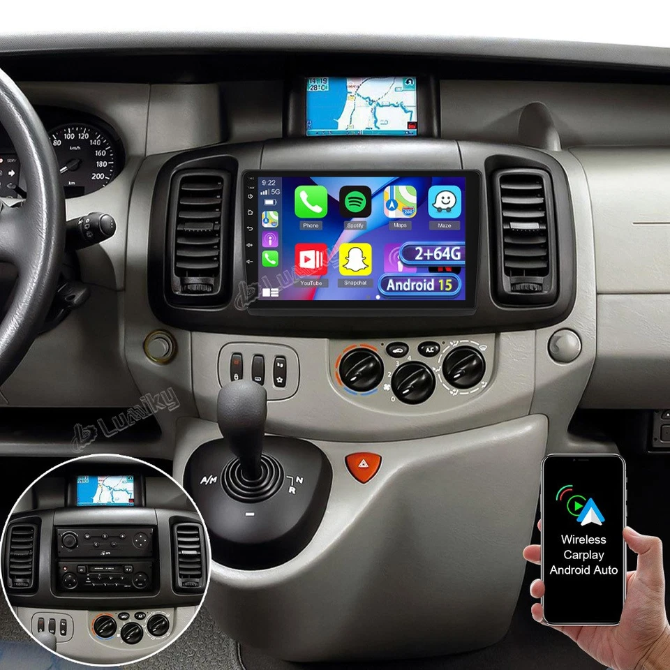 LUMIKY Android 15 Autoradio für Renault Trafic MK2 OPEL Vivaro A CarPlay WIFI GPS 2+64G