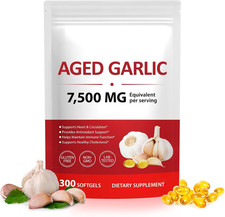 2 Years Aged Garlic Extract Capsules &ndash; 300 Count 7500mg Supplement...