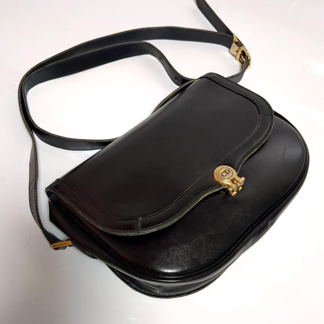 Christian Dior Leather Shoulder Bag Black 20cm x 30cm x 2.5cm, Adjustable Strap
