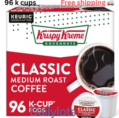 Krispy Kreme Doughnuts, Classic K-Cup Pods Medium Roast Coffee 96 Ct older stock