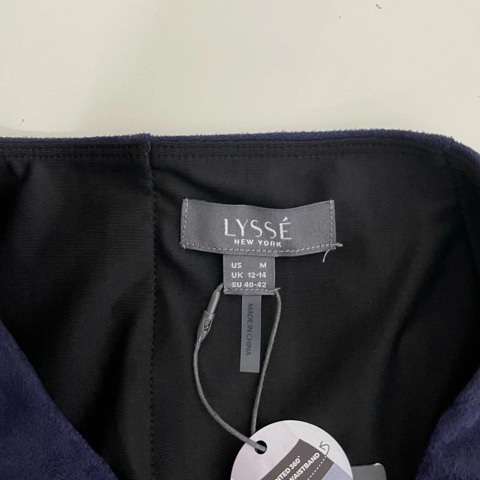 NEW Lysse Leggings Medium Faux Suede Velour Blue Pull On Compressive Stretch - Image 4 of 4