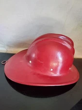 Vintage Bullard 'Hard Boiled' Red Fiberglass Fireman's Helmet w/Adjustable Liner