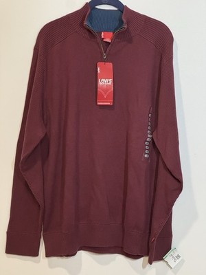 Levi s XL Cotton Quarter Zip Sweater Maroon NWT Casual Classic
