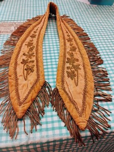 Antique Daughters Of Rebecca Velvet Collar Gold Bullion Fringe Pink Ivy 1900's
