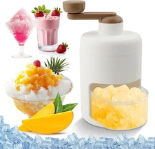 Manual Shaved Ice Shaver, Portable Snow Cone Maker Machine with 2 Ice-Trays, Sma