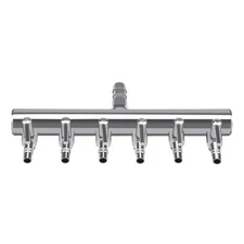 6 Heads Air Connector Stainless Steel Straight Valve for Aquarium Tubing