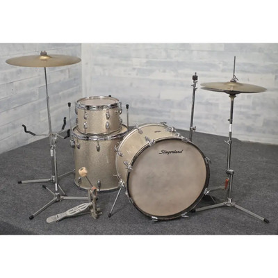 Used Vintage Slingerland 3pc Drum Set Silver Sparkle w/Hardware & Cymbals - Fair