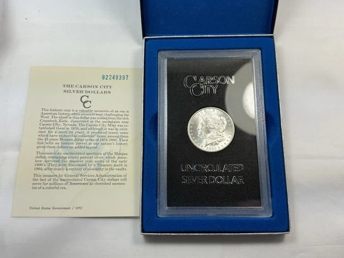 1882 CC Morgan Silver Dollar Uncirculated GSA Hoard w/ Box & COA