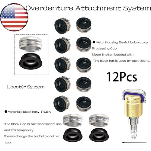 US 12Pcs Locator Metal Housing Lab Replacement Processing Cap Inserts ...