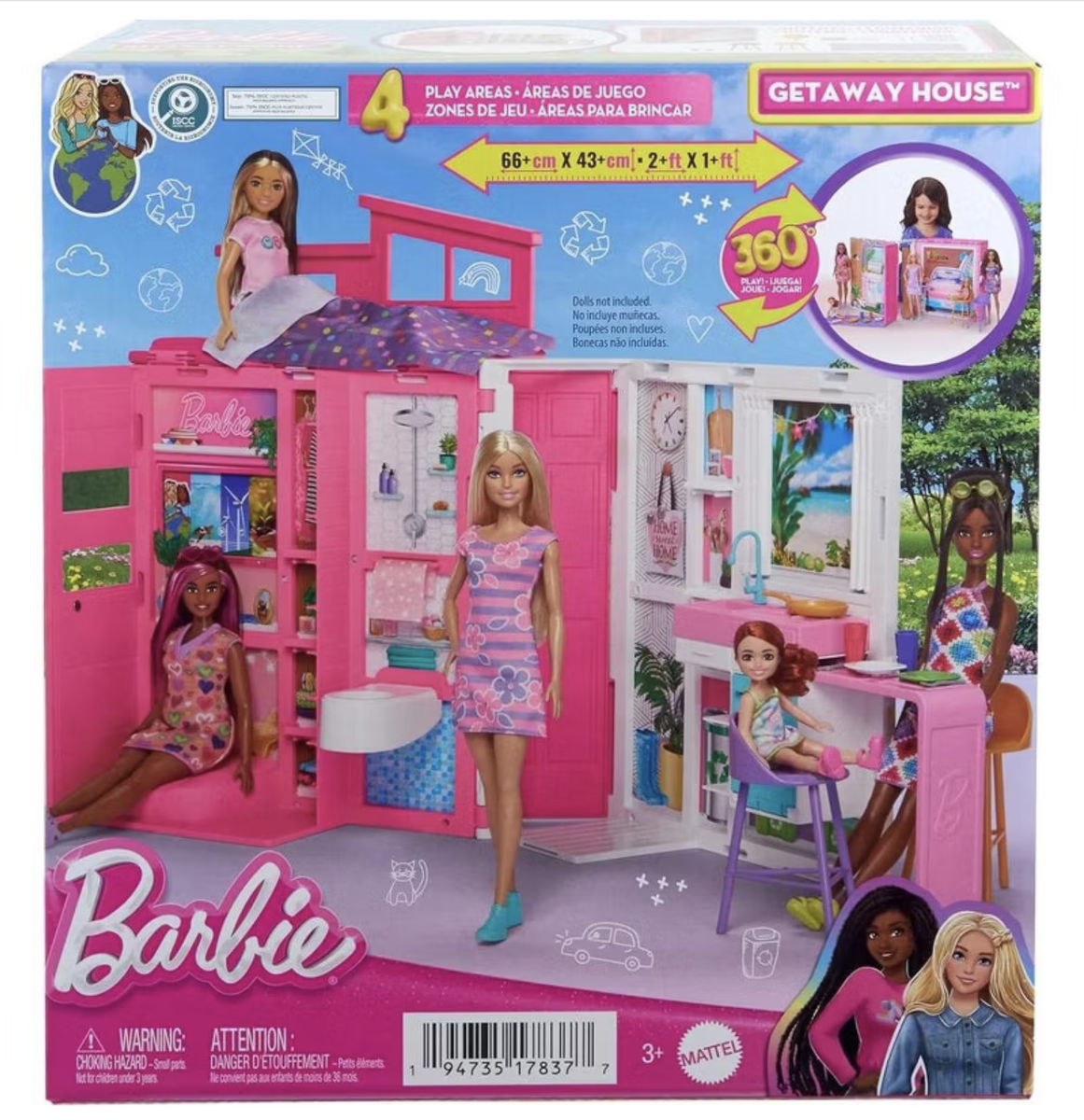 Barbie Doll House Playset, Getaway House with 11 Accessories Toy New with  Box - Main Image