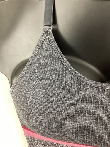 14/16 Nylon Bralette Wirefree Crossback Ribbed GRAY Cacique Lane Bryant NWOT New - Picture 3 of 11