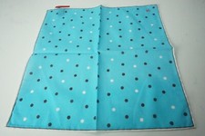 Isaia Baby Blue Black White Polkadot Cotton Pocket Square Italy New