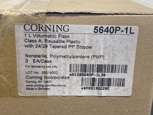 (3) CORNING Reusable 1000mL PMP Class A Volumetric Flask w/ 24/29 PP Stpr 5640P - Picture 2 of 4