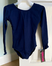 Eurotard Navy Blue Long Sleeve Dance Leotard Child Medium 8-10 10408