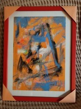 SALVATORE MAGAZZINI: "Informale", Olio  su cartoncino - Firmato con Autentica.