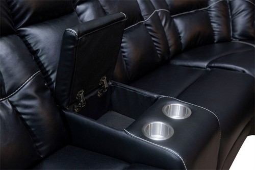 Black 66.92*38.97*38.97'' Faux Leather 5 Seat Sofa Set Manual Reclining Loveseat - Picture 9 of 17