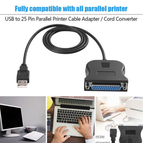New USB to IEEE 1284 DB25 25-Pin Parallel Printer Female Adapter Cable Cord - Photo 3/7
