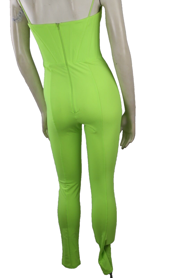 Alex Perry Paxton Neon Green Sleeveless Fitted Slim Jumpsuit Party Size ...
