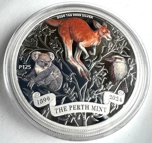 2024 The Perth Mint 125TH ANNIVERSARY Australia 1 oz SILVER Colorized Proof Coin