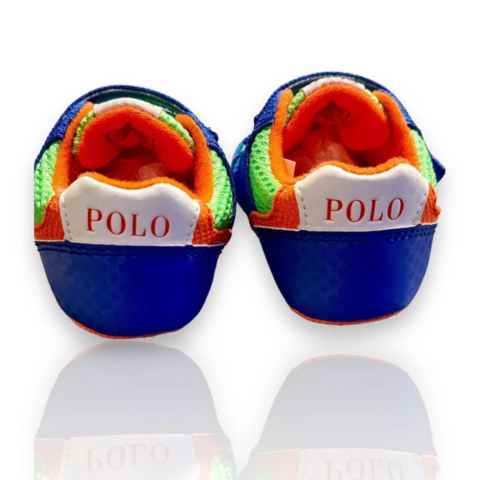 Polo Ralph Lauren Bebé/Niño Pequeño Azul Verde Naranja Suela Nuevo Con Caja Foto 4 de 4