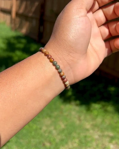 Natural Picasso Jasper 4mm Gemstone Beaded Women Men Healing Reiki Bracelet Gift - Picture 3 of 6