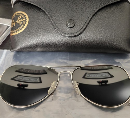 🔥NUOVI occhiali da sole unisex Ray Ban RB3026 62mm aviatore argento lucido specchiato - Foto 2 di 3