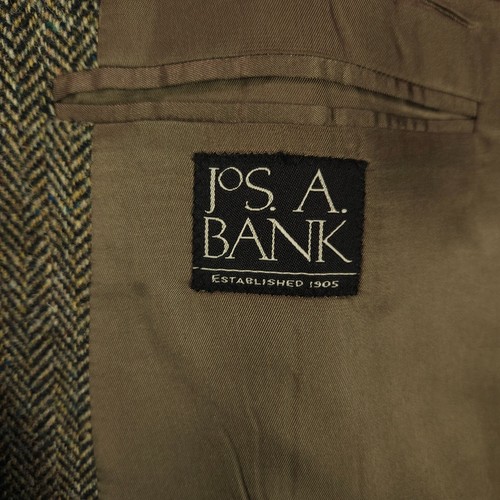 Men's 48R Jos A Bank Harris Tweed Greenish Gray Herringbone Blazer - Picture 5 of 11
