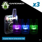 Gardner ATTs iW Crystal Underlit Bite Alarms & V2 ATTx Receiver Set of 3 - Carp