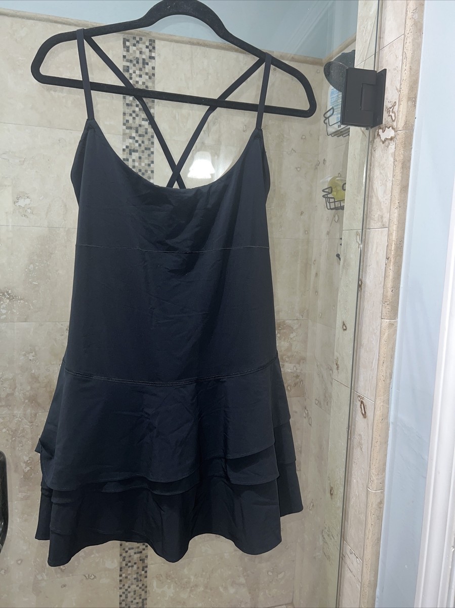 aerie black tennis dress AERIE OFFLINE Ruffle Black Tennis Dress Built in Shorts Size MEDIUM NWT