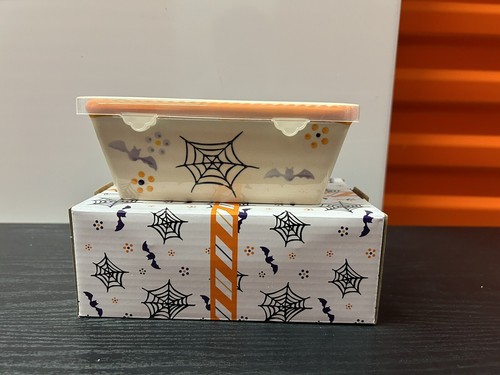 Temptations Halloween rechteckige Schale mit Deckel handbemalt