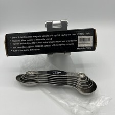 Stainless Steel Magnetic Measuring Spoons Set Of 6 . New Free Ship