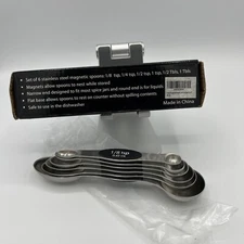 Stainless Steel Magnetic Measuring Spoons Set Of 6 . New Free Ship