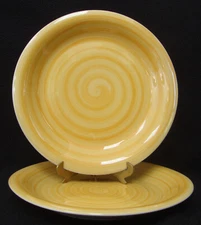 PHILIPPE RICHARD Dinner Plates 10 1/2" Swirl Golden Yellow SET OF 2 NEW