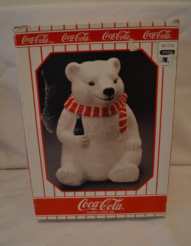 Vintage Coca Cola Polar Bear Ceramic Cookie Jar "Always Cool" #91051 1994 NIB