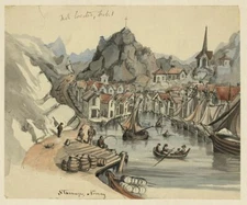 8" x 10" Photo 1856 Stavanger, Norway Drawing shows Stavanger, a Norwegian