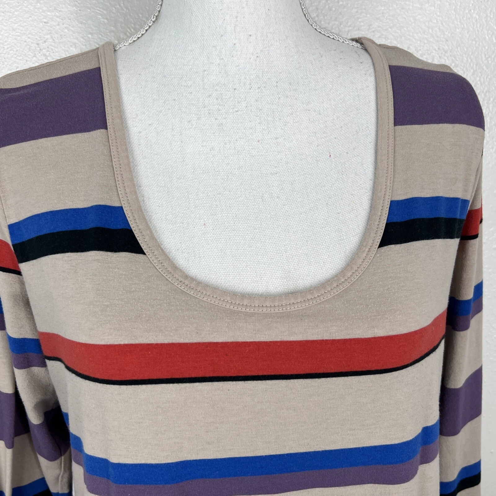 lole long sleeve striped keyhole back stretch active tee shirt
