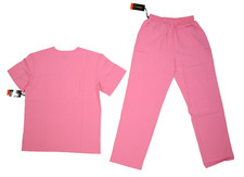 Beverly Hills Uniforms Unisex Pink V-Neck Straight Leg Top Bottom Scrub Set M