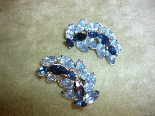 Broche y pendientes estilo marco de imagen diamantes de imitación azul - Imagen 4 de 7