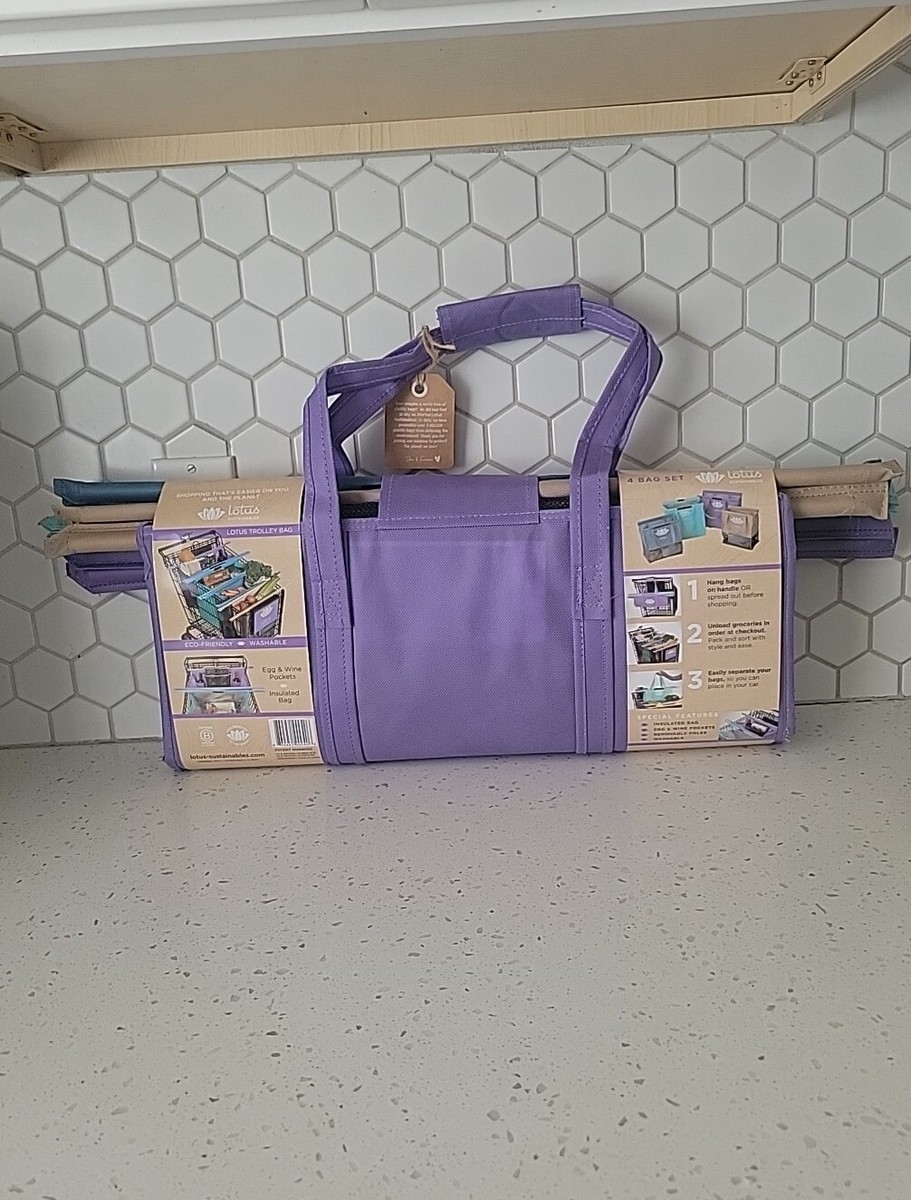 Trolley Bags by Lotus, Reusable Eco Friendly Grocery Set of 4, Insulated  -NEW