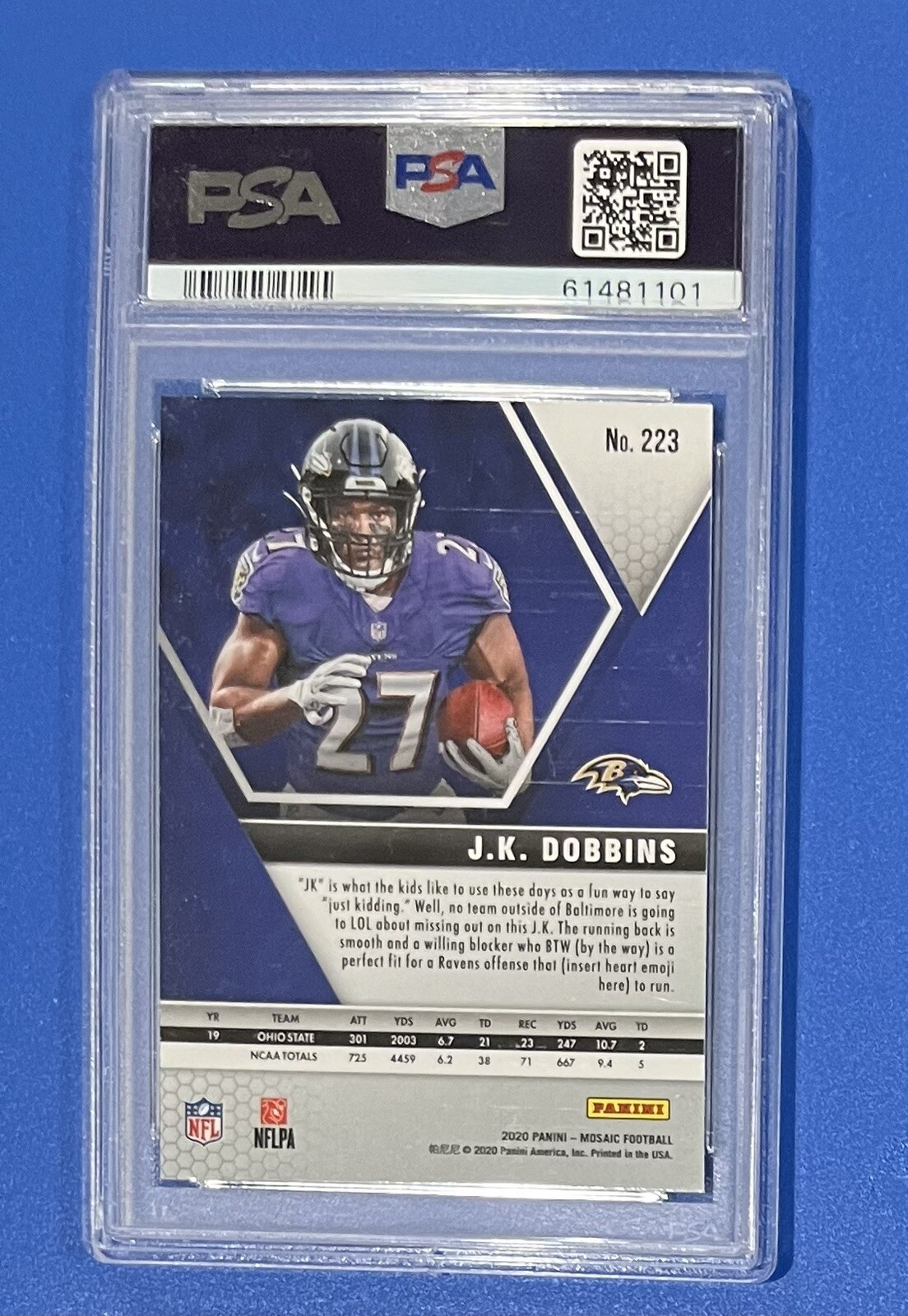 2020 Panini Mosaic J.K. Dobbins RC rookie card 223 🔹 PSA 9 Mint eBay
