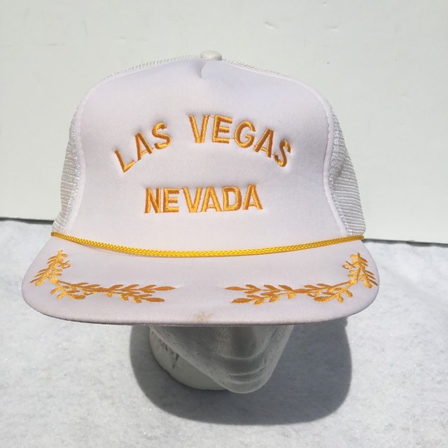 Las Vegas Nevada Trucker Hat Mesh SnapBack White Gold Foam Back Vintage