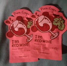 2 Tony Moly I'm Red Wine Sheet Masks, Firm, Shrink Pores, Anti aging Antioxidant