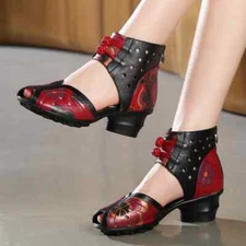 Summer Women Shoes Thick With Heels Platform Leather Sandals Women Footwear